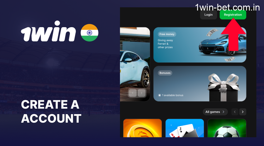 Sign up process to create 1win account